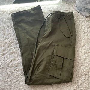 Women's Olive Wide Leg Cargo Pants